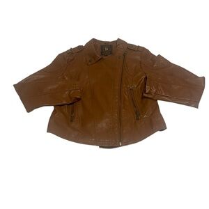 Dollhouse Outerwear Jacket Women Medium Brown Pockets Animal Print Full Zip‎